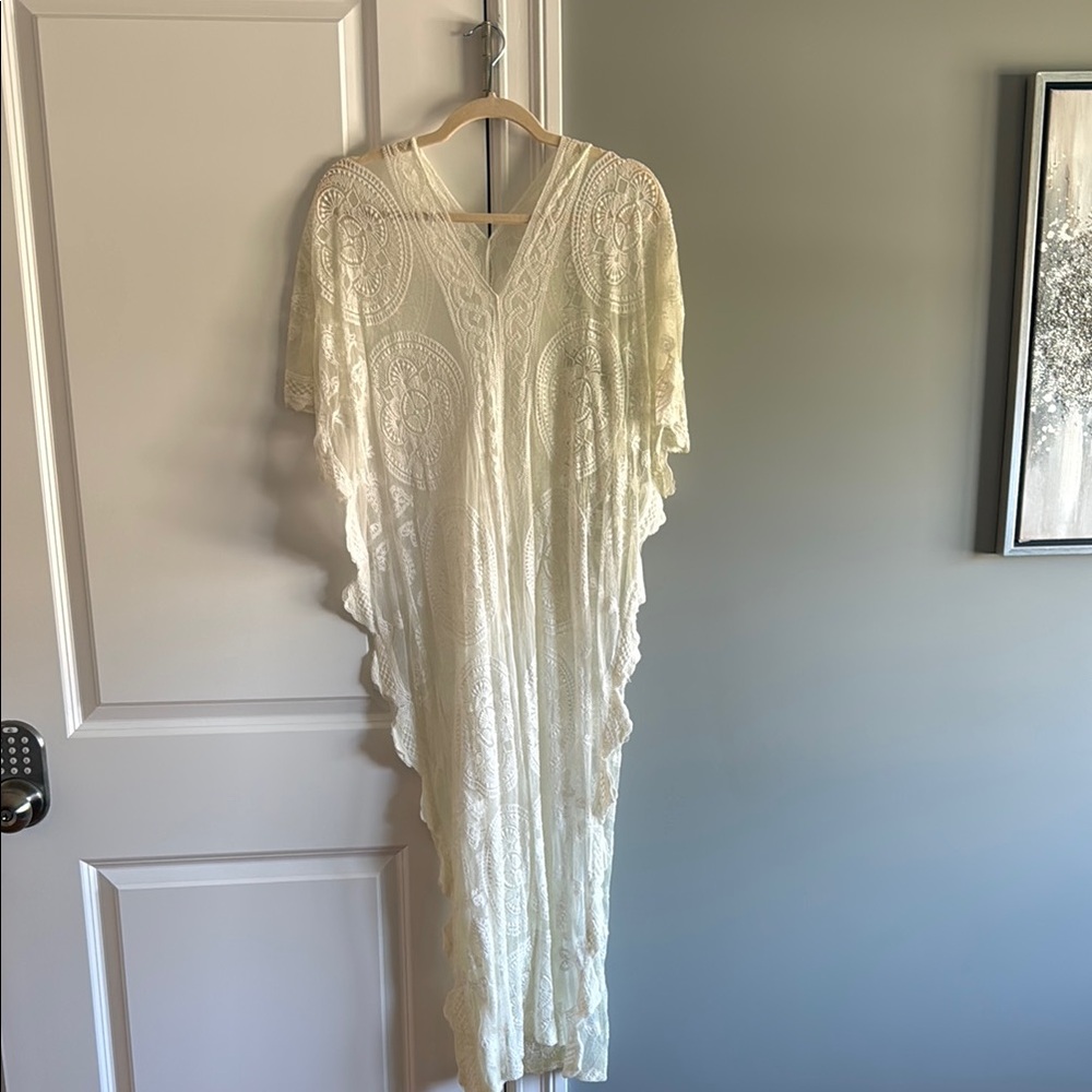 Cream Crochet Maxi Cover-Up Dress